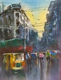 Farrukh Naseem, 15 x 21 Inch, Acrylic on Canvas, Cityscape Painting,AC-FN-121 Farrukh Naseem, 15 x 21 Inch, Acrylic on Canvas, Cityscape Painting,AC-FN-121